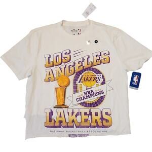 Hollister crop short sleeve tshirt men's medium LA Lakers NBA Champions NWT